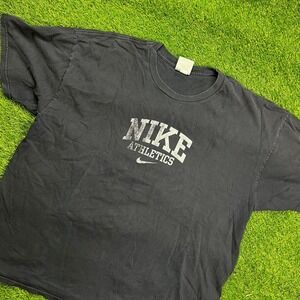 Y2K Nike Athletics T-Shirt XXL Black Silver Tag 2000s VTG Graphic‎ Tee